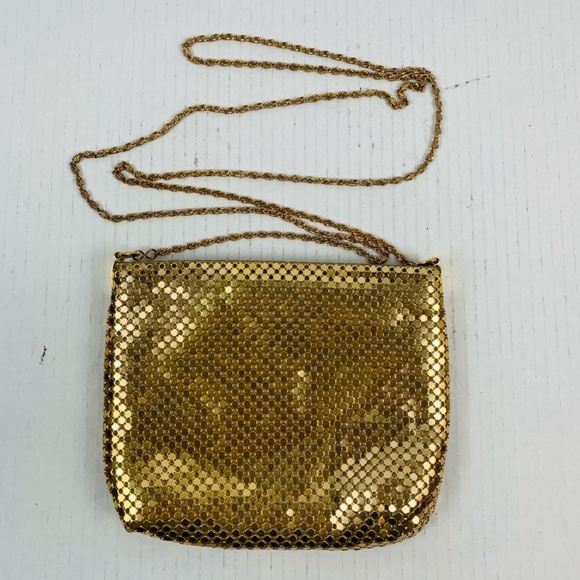 Handbags - Vintage Gold Mesh Metallic Small Shoulder Bag Evening 70's 80's Disco Glam Prom